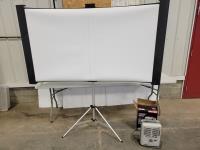 Accolade Duet 76 Inch Projection Screen and Patton 1500W Utility Heater