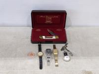 Pocket Knife, (3) Wrist Watches and Pocket Watch