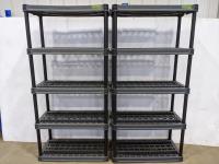 (2) Plano Five Tier Poly Shelves