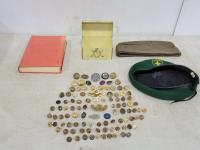 Collection of World War II Military Buttons and Medals