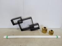 Floating Shelf, (2) Gold Ribbed Vases and Projection Screen