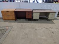 (2) Office Desks and Two Drawer Filing Cabinet