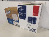 (1) Scott Manual Slim Roll Dispenser, (1) Torx Motion Activated Towel Dispenser