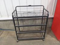 35 Inch Shelf Unit On Casters, (4) 1 Ft X 4 Ft Metal Shelves, Qty of Angle Brackets, (3) 8T Tubes