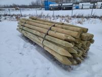 (45) 5-6 Inch 12 Ft Pointed Treated Posts