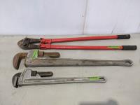 (2) Pipe Wrenches and Bolt Cutter