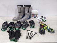 Qty of Boot Liners, Gloves, Earmuffs and (5) 3/8 Inch Long Hex Keys
