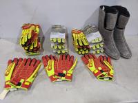 Baffin Boot Liners Mens Size 12 and (14) Pairs of Hex Armor Rig Lizard Gloves