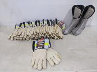 (1) Baffin Mens Size 7 Boot Liners and (12) Pairs of Gloves