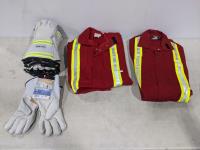 (1) Size 38T, (1) Size 36T FR Red Coveralls with Reflective Striping and (6) Pairs of Gloves