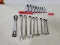 Qty of Sockets & Gray Tools Wrenches