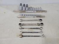 Qty of Sockets & Gray Tools Wrenches