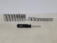 Gray Tools 19 Piece 3/8 Inch Drive SAE Sockets and 3/16 Inch Nut Driver