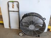 Powerfist 30 Inch Shop Fan and Antique Hay Tool