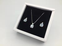 Aquamarine Halo 2 Piece Set Jewellery Set