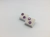 2 Sets of Purple Sapphire Round Brilliant Gemstones