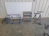 Barrel Stand, Step Stool, (2) Roller Stand and Shelf Unit