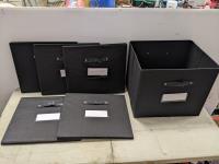 (6) Black Collapsible Storage Boxes