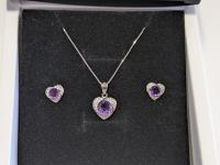 SMARTLIFE Purple Tourmaline Heart 2 Piece Set