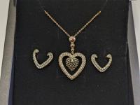 SMARTLIFE 14K Gold Plated Heart Necklace and Stud Earrings