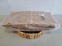 (4) 11 Inch Foldable Wicker Baskets and 15 Inch Tray