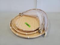 3 Piece Wicker Serving Trays with Nets