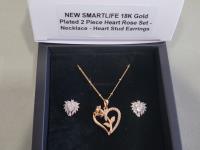 Smartlife 18K Gold Plated 2 Piece Heart Rose Set