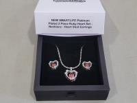 Smartlife Platinum Plated 2 Piece Ruby Heart Set