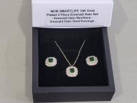 Smartlife 14K Gold Plated 2 Piece Emerald Halo Set