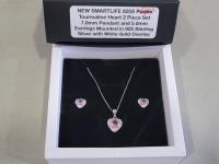 Smartlife 925S Pink Tourmaline Heart 2 Piece Set