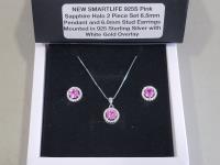 Smartlife 925S Pink Sapphire Halo 2 Piece Set