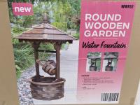 Round Wooden Garden Water Fountain