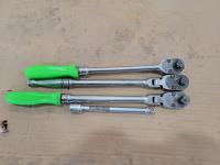 (3) Snap-On 3/8 Inch Drive Ratchets and (1) Extension