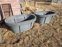 (2) Gray Poly Water Troughs