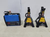 (2) Black Jack 3 Ton Jack Stands and Speed Charge Battery Charger