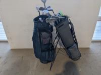 Qty of Right Handed Gold Clubs with (2) Golf Bags