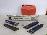 Rust-oleum Marking Wand, (4) Lincoln Grease Guns and 20 L Jerry Can