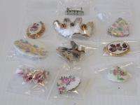 (10) Porcelain Broches