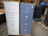 (2) 4 Drawer Metal Filing Cabinets
