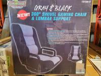 Grey & Black 360 Degree Swivel Gaming Chair & Lumbar Support