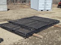 (4) 11 Ft Chain Link Panels, (1) 8 Ft Chain Link Panel, (1) 8 Ft Chain Link with Walk Thru Gate