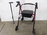 Folding Mobility Walker and Wide Base Cane