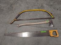 Cross Cut Saw, Bow Saw and Axe