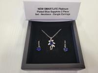 Smartlife Platinum Plated Blue Sapphire 2 Piece Set