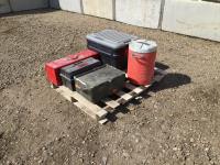 Tool Box, Storage Containers and Water Jug