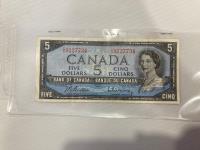 1954 Canadian Five Dollar Bill