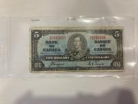 1937 Canadian Five Dollar Bill