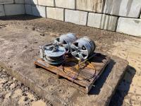 Qty of (4) 16 Inch Rims, Hose Reel and Measuring Wheel