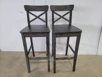 (2) Black Wooden Barstools