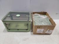 (3) Green Collapsible Boxes